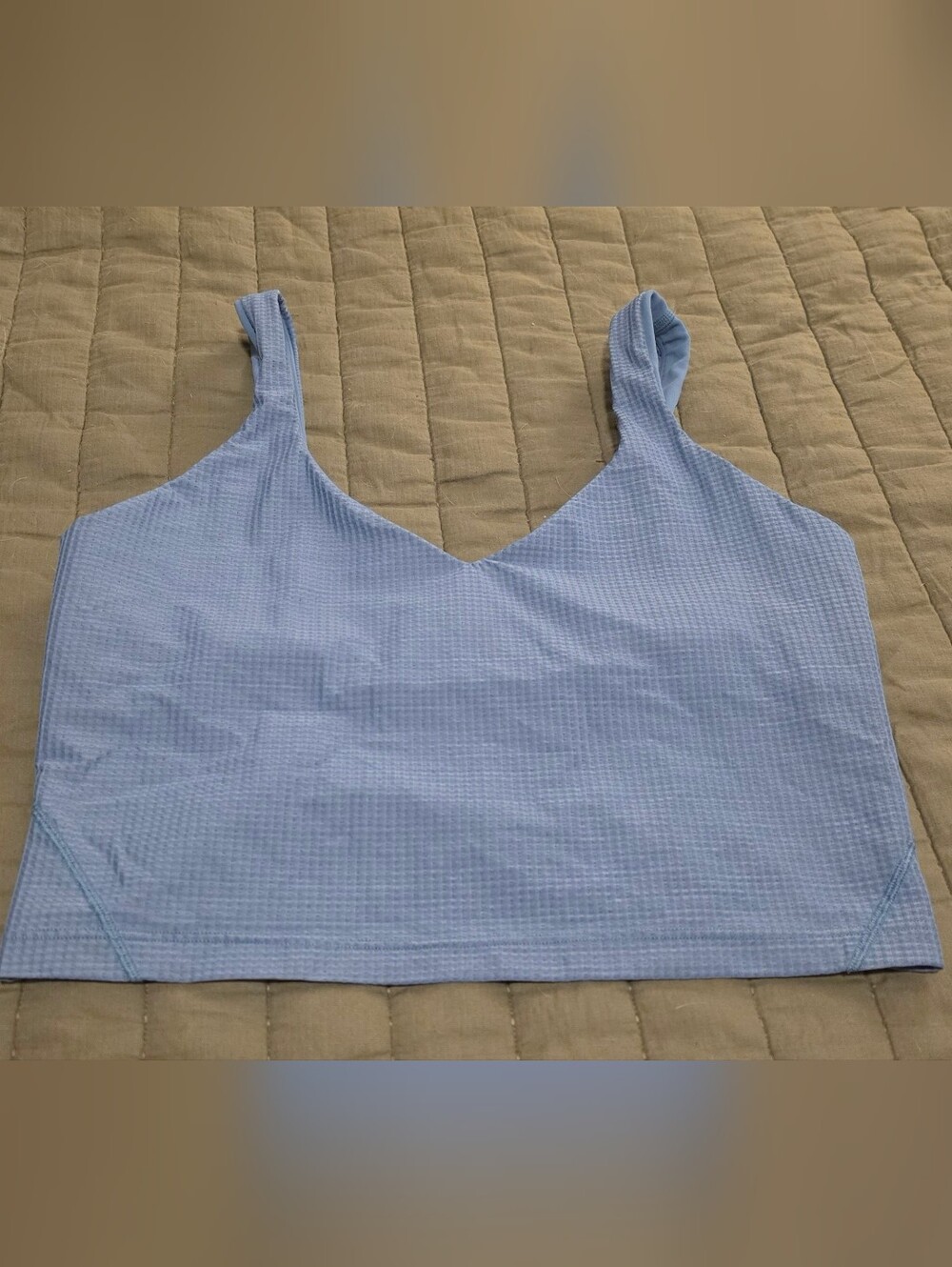 Lululemon Light Blue Textured V-Neck Crop Tank Top